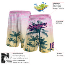 Laden Sie das Bild in den Galerie-Viewer, Custom Pink Navy 3D Pattern Hawaii Palm Trees Authentic Basketball Shorts
