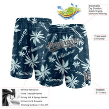 Load image into Gallery viewer, Custom Navy Steel Gray-White 3D Pattern Hawaii Palm Trees Authentic Basketball Shorts
