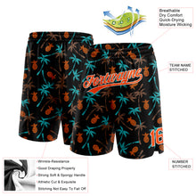 Laden Sie das Bild in den Galerie-Viewer, Custom Black Orange-White 3D Pattern Hawaii Palm Trees And Pineapple Authentic Basketball Shorts
