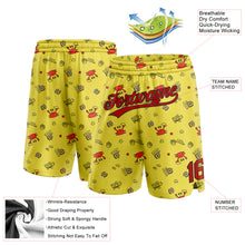 Load image into Gallery viewer, Custom Yellow Red-Black 3D Pattern Crabs And Shells Authentic Basketball Shorts
