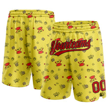 Load image into Gallery viewer, Custom Yellow Red-Black 3D Pattern Crabs And Shells Authentic Basketball Shorts
