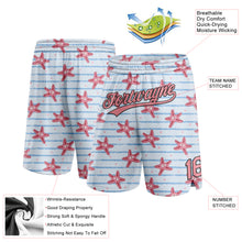 Load image into Gallery viewer, Custom Light Blue Medium Pink-Black 3D Pattern Starfishs Authentic Basketball Shorts
