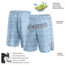 Load image into Gallery viewer, Custom Light Blue White-Navy 3D Pattern Seagulls Authentic Basketball Shorts
