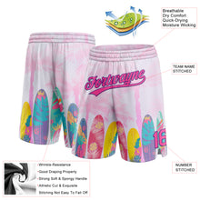 Load image into Gallery viewer, Custom Pink Purple 3D Pattern Hawaii Palm Trees Authentic Basketball Shorts
