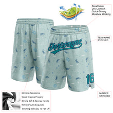 Load image into Gallery viewer, Custom Aqua Teal-Navy 3D Pattern Crabs Authentic Basketball Shorts
