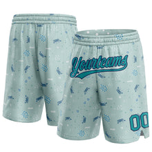 Load image into Gallery viewer, Custom Aqua Teal-Navy 3D Pattern Crabs Authentic Basketball Shorts
