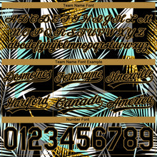 Laden Sie das Bild in den Galerie-Viewer, Custom Black Old Gold-Teal 3D Pattern Hawaii Palm Trees Authentic Basketball Shorts
