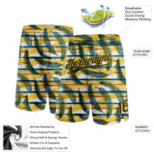 Load image into Gallery viewer, Custom Black Yellow-Midnight Green 3D Pattern Hawaii Palm Leaves Authentic Basketball Shorts
