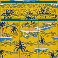 Laden Sie das Bild in den Galerie-Viewer, Custom Yellow Royal 3D Pattern Design Sun Beach Hawaii Palm Trees Authentic Baseball Jersey
