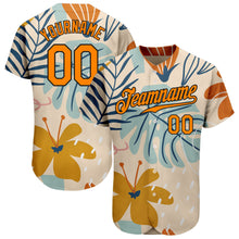 Laden Sie das Bild in den Galerie-Viewer, Custom Cream Bay Orange-Black 3D Pattern Design Hawaii Palm Leaves And Flowers Authentic Baseball Jersey
