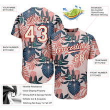 Laden Sie das Bild in den Galerie-Viewer, Custom Cream Red 3D Pattern Design Hawaii Palm Leaves And Flowers Authentic Baseball Jersey
