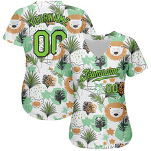 Laden Sie das Bild in den Galerie-Viewer, Custom White Neon Green-Black 3D Pattern Design Hawaii Palm Leaves And Lions Authentic Baseball Jersey
