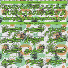 Laden Sie das Bild in den Galerie-Viewer, Custom White Neon Green-Black 3D Pattern Design Hawaii Palm Leaves And Lions Authentic Baseball Jersey
