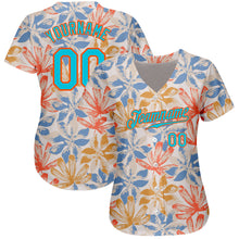 Load image into Gallery viewer, Custom White Lakes Blue-Orange 3D Pattern Design Leaves Authentic Baseball Jersey
