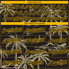 Загрузить изображение в средство просмотра галереи, Custom Black Gold 3D Pattern Design Hawaii Palm Trees Island And Sailboat Authentic Baseball Jersey
