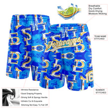 Load image into Gallery viewer, Custom Royal White-Yellow 3D Pattern Ocean Graphic Geometry Authentic Basketball Shorts
