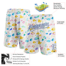 Load image into Gallery viewer, Custom White Royal 3D Pattern Fish Authentic Basketball Shorts

