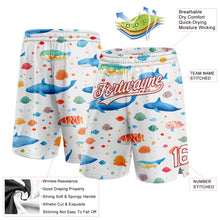 Laden Sie das Bild in den Galerie-Viewer, Custom White Red 3D Pattern Whale And Fish Authentic Basketball Shorts
