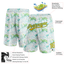 Laden Sie das Bild in den Galerie-Viewer, Custom White Yellow-Teal 3D Pattern Aquatic Plants And Jellyfish Authentic Basketball Shorts
