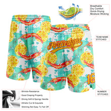 Load image into Gallery viewer, Custom White Yellow-Red 3D Pattern Lobster And Lemon Authentic Basketball Shorts
