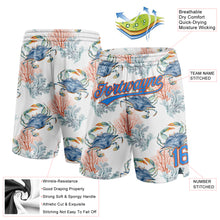 Laden Sie das Bild in den Galerie-Viewer, Custom White Powder Blue-Orange 3D Pattern Coral And Crab Authentic Basketball Shorts
