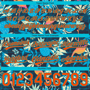 Custom Black Orange-Lakes Blue 3D Pattern Hawaii Palm Leaves And Flamingo Authentic Basketball Shorts
