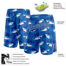 Загрузить изображение в средство просмотра галереи, Custom Royal White 3D Pattern Sharks Authentic Basketball Shorts
