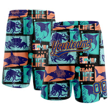 Laden Sie das Bild in den Galerie-Viewer, Custom Black Royal-Bay Orange 3D Pattern Summer Ocean Life Authentic Basketball Shorts
