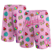 Load image into Gallery viewer, Custom Pink White 3D Pattern Summer Ice Cream And Watermelon Authentic Basketball Shorts
