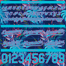 Laden Sie das Bild in den Galerie-Viewer, Custom Navy Lakes Blue-Pink 3D Pattern Hawaii Palm Leaves Authentic Basketball Shorts
