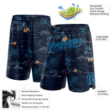 Laden Sie das Bild in den Galerie-Viewer, Custom Navy Lakes Blue 3D Pattern Hawaii Palm Trees And Island Authentic Basketball Shorts
