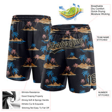Laden Sie das Bild in den Galerie-Viewer, Custom Black City Cream 3D Pattern Hawaii Palm Trees And Island Authentic Basketball Shorts
