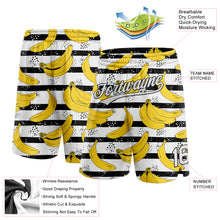 Laden Sie das Bild in den Galerie-Viewer, Custom Black White 3D Pattern Banana Authentic Basketball Shorts
