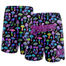 Load image into Gallery viewer, Custom Black Purple-Pink 3D Pattern Magic Mushrooms Psychedelic Hallucination Authentic Basketball Shorts

