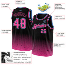 Laden Sie das Bild in den Galerie-Viewer, Custom Black Pink-Light Blue Fade Fashion Authentic City Edition Basketball Jersey

