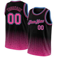 Laden Sie das Bild in den Galerie-Viewer, Custom Black Pink-Light Blue Fade Fashion Authentic City Edition Basketball Jersey
