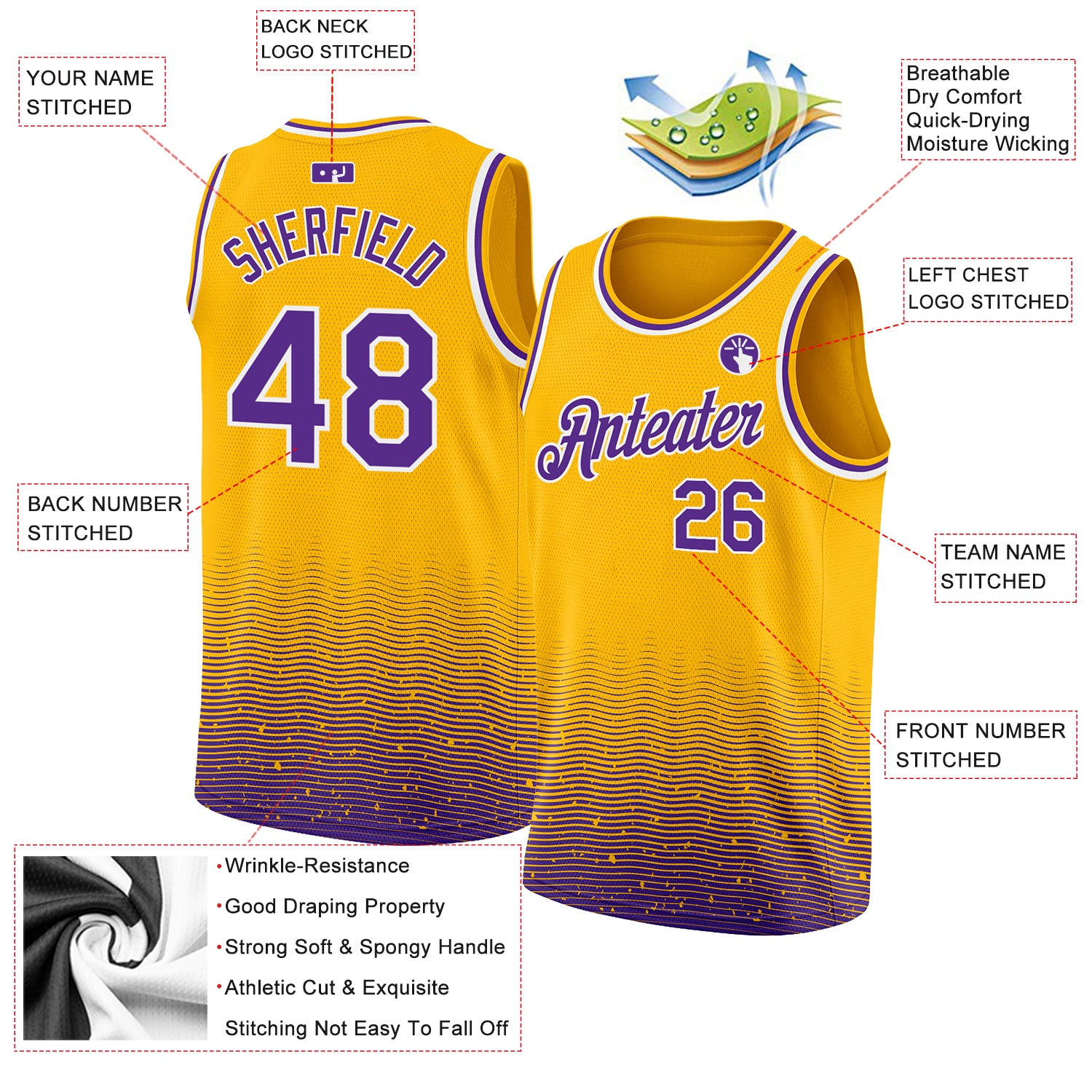 Custom Black White-Purple Authentic Fade Fashion Basketball Jersey