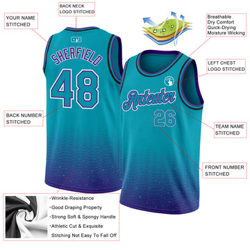 Custom Teal Purple-White Fade Fashion Authentic City Edition Basketball Jersey