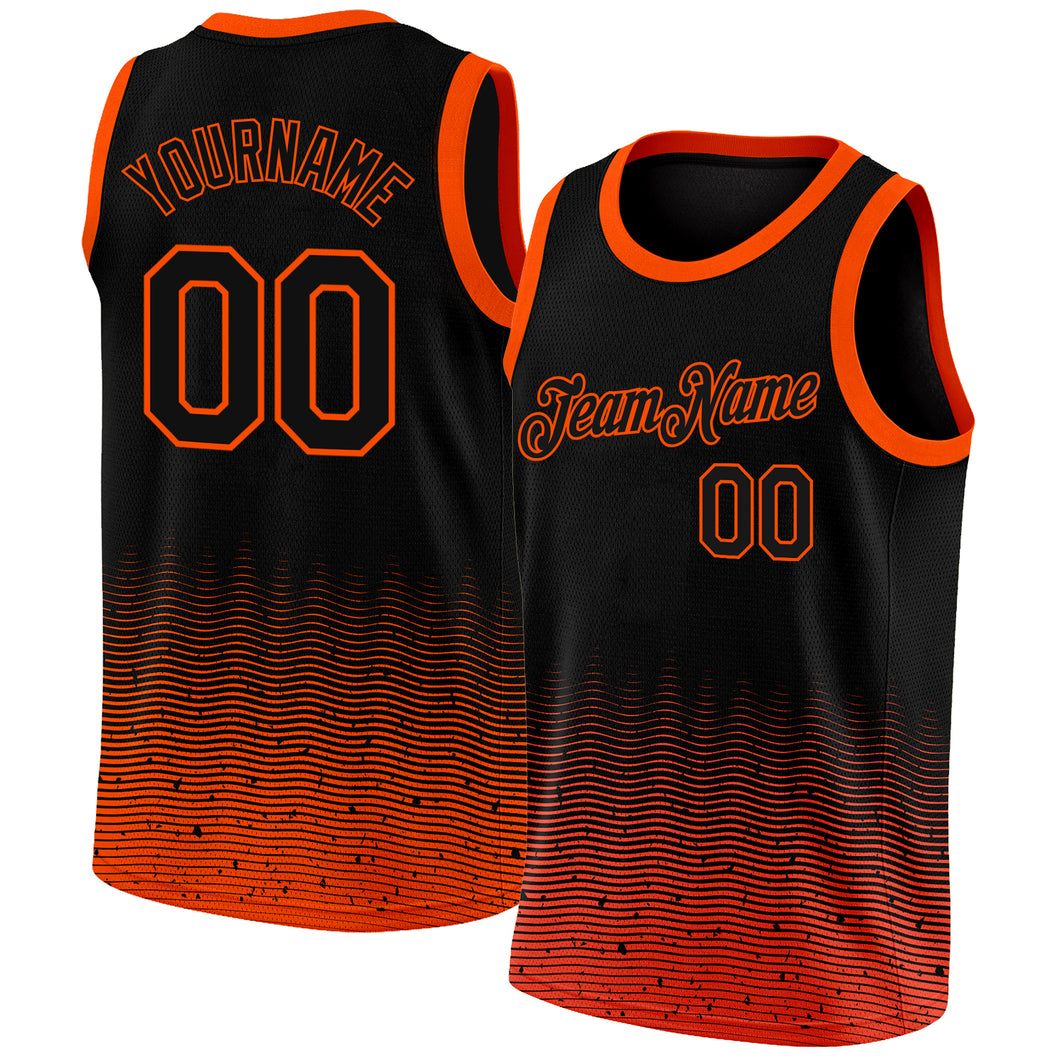 Custom Black Orange Fade Fashion Authentic City Edition Basketball Jersey