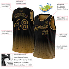 Laden Sie das Bild in den Galerie-Viewer, Custom Black Old Gold Fade Fashion Authentic City Edition Basketball Jersey
