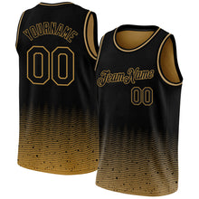Laden Sie das Bild in den Galerie-Viewer, Custom Black Old Gold Fade Fashion Authentic City Edition Basketball Jersey
