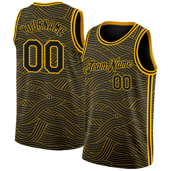 The Movement Fully Embroidered Black & Gold Basketball Jersey 3XL