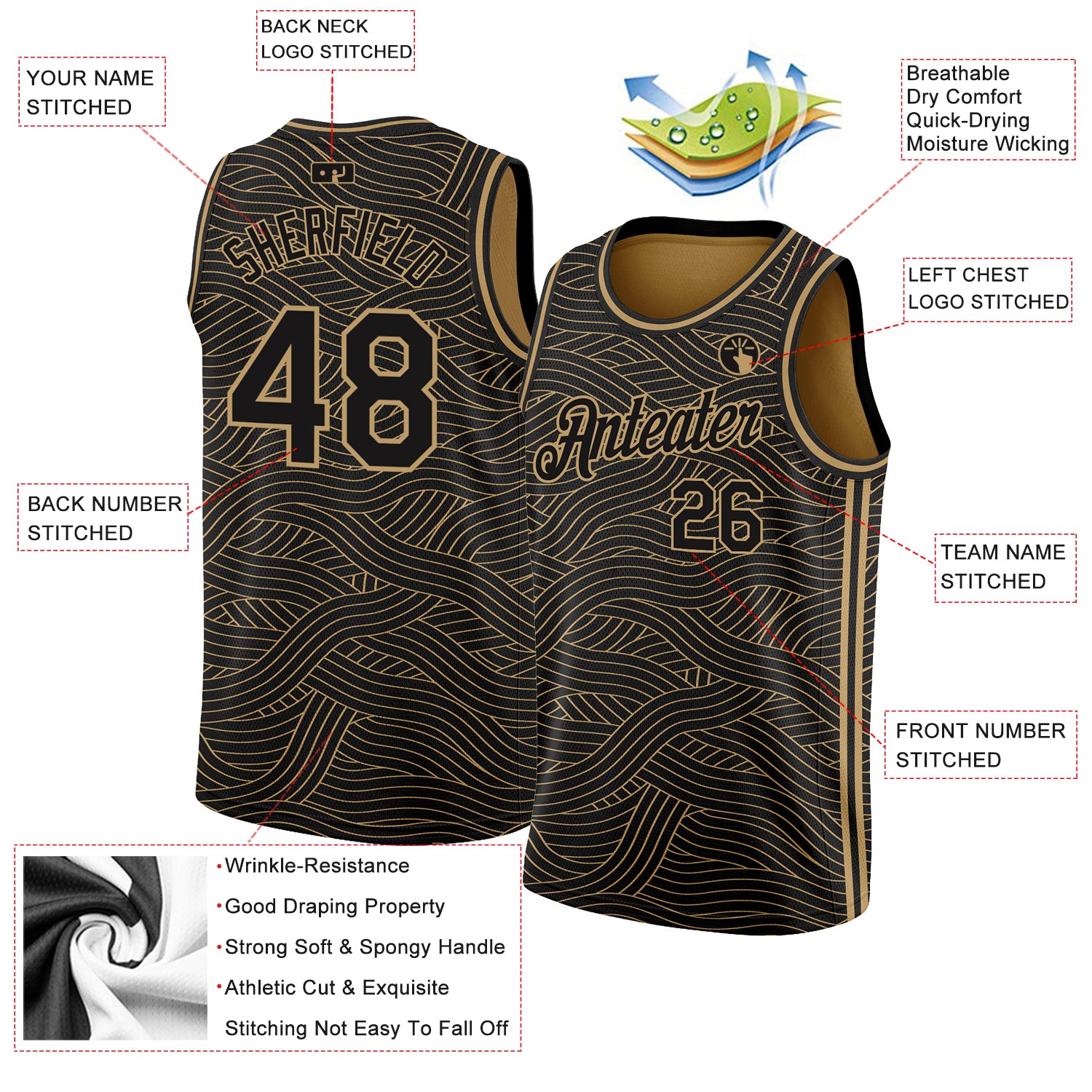 Custom 100% Polyester Cheap Basketball Jerseys Breathable