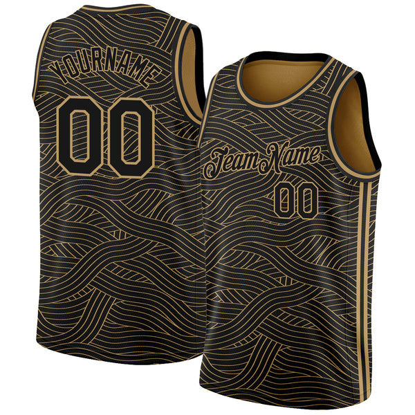 Cheap Custom Black Old Gold Authentic City Edition Basketball