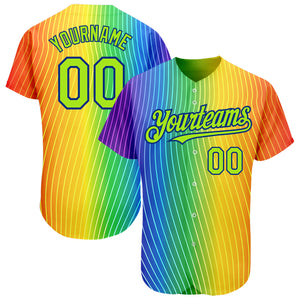 Custom Rainbow For Pride Month Love Is Love LGBT 3D Authentic Baseball Jersey