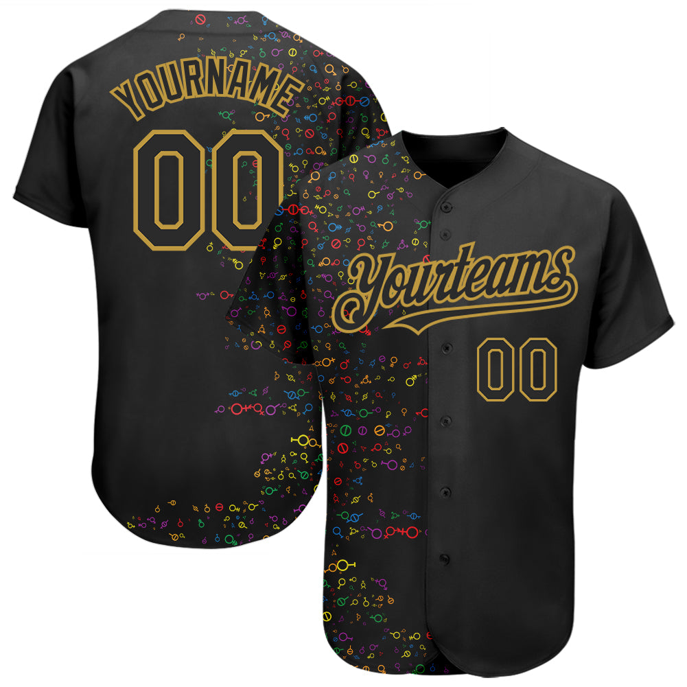 Custom Rainbow For Pride Month Love Is Love LGBT 3D Authentic Baseball Jersey