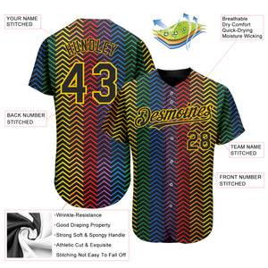 Custom Rainbow For Pride Month Love Is Love LGBT 3D Authentic Baseball Jersey