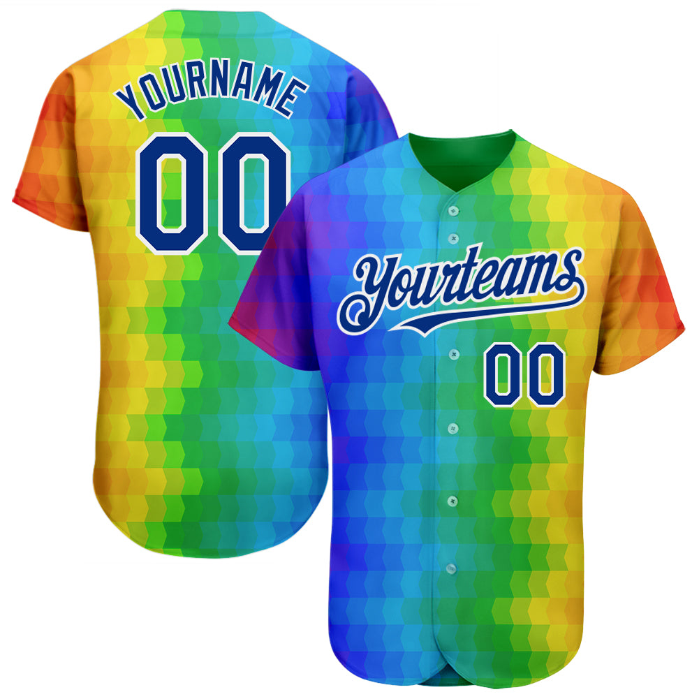 Custom Rainbow For Pride Month Love Is Love LGBT 3D Authentic Baseball Jersey