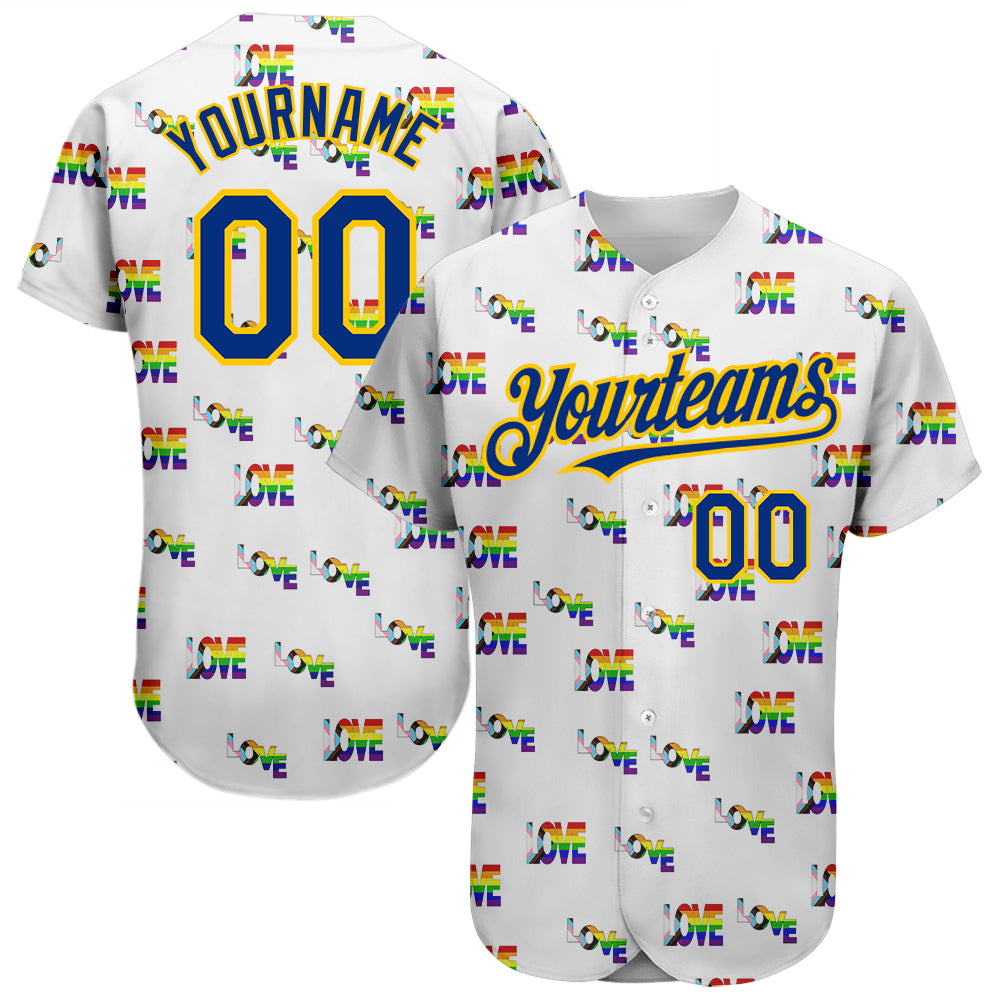 Cheap Custom Rainbow For Pride Month Love Is Love LGBT 3D Authentic  Baseball Jersey Free Shipping – CustomJerseysPro