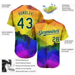 Custom Rainbow For Pride Month Love Is Love LGBT 3D Authentic Baseball Jersey